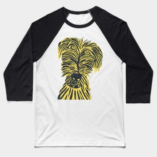 Dog.Scruffy Mutt, Yellow Baseball T-Shirt